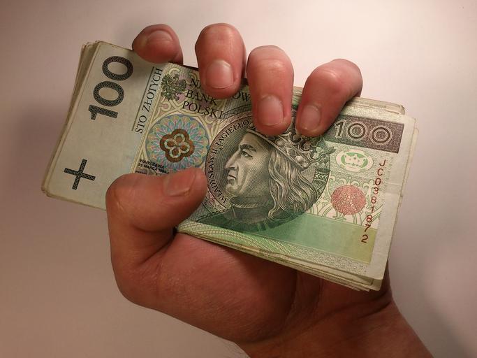 peníze v hrsti